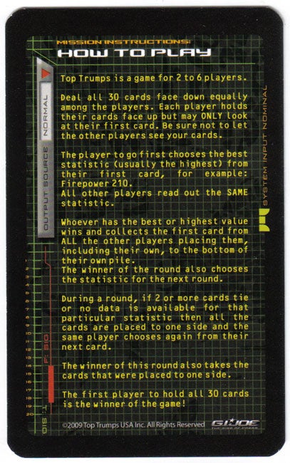 Top Trumps Rules >> YOJOE.COM | Top Trumps - Rules Top Trumps Rules >> YOJOE.COM | Top Trumps - Rules