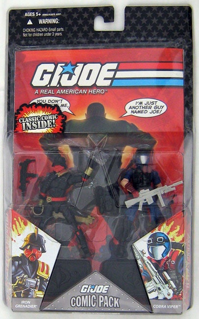 G I Gi Joe 25th Anniversary Cobra Iron Grenadier & DESTRO Figure Comic 2 PK MOC for sale online 