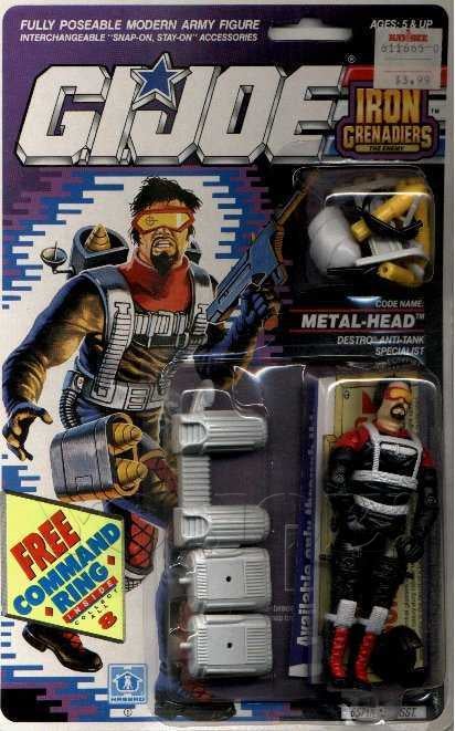 1990 G.I Joe Cobra Metal Head Figure Backpack Accessory 