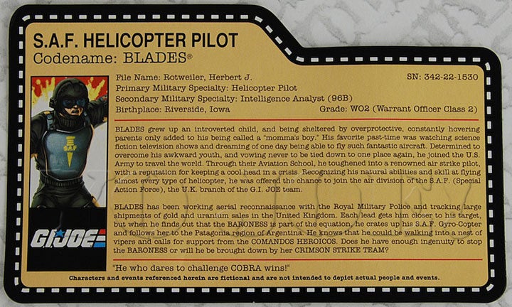 Blades (v1) G.I. Joe Action Figure - YoJoe Archive