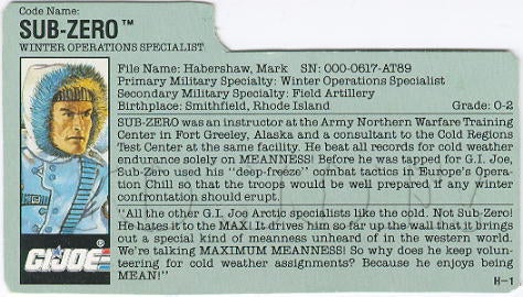 Sub Zero V1 G I Joe Action Figure Yojoe Archive