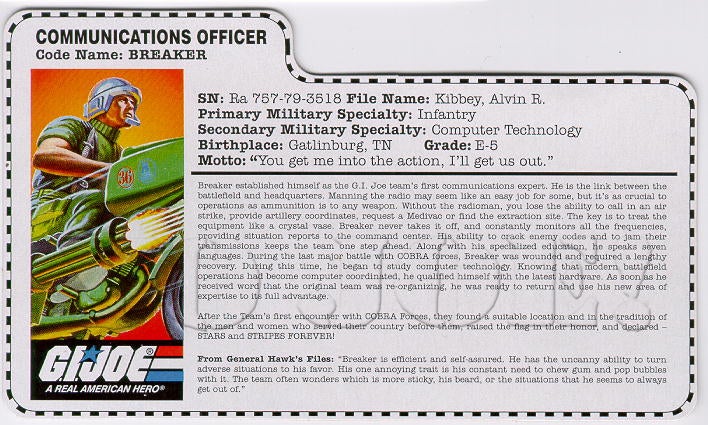 Zap V1 G I JOE File Card Filecard       1997 Stars And Stripes   Sgt