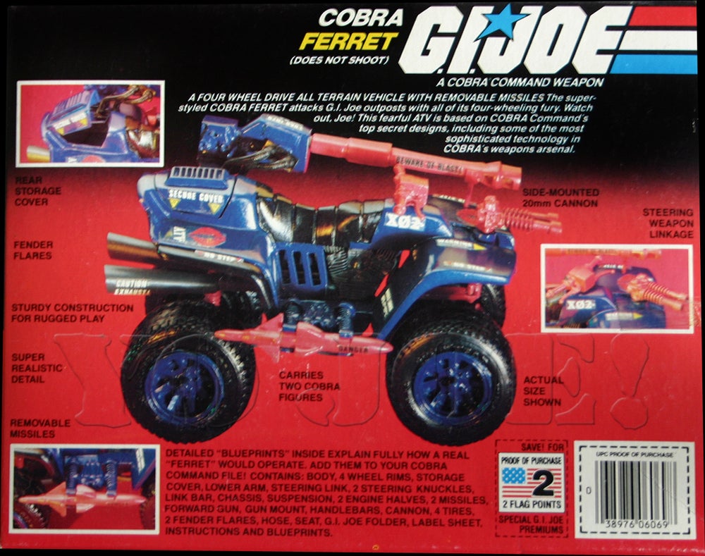 Red Missile for Cobra Ferret ATV Motorcycle 1985 GI JOE Vehicle 1 Details about   PART ONLY 