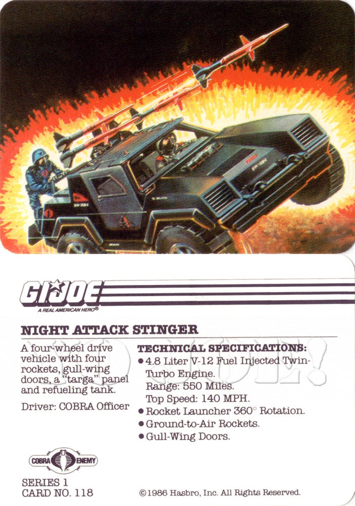 JOE série 3 Blueprints instructions Cobra Night Attack 4-WD Stinger G.I
