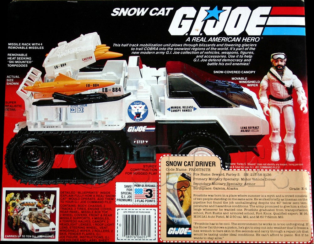 GI JOE 1985 Snowcat ARAH Parts REPLACEMENT SKI Vehicle PART Accessory Pack 