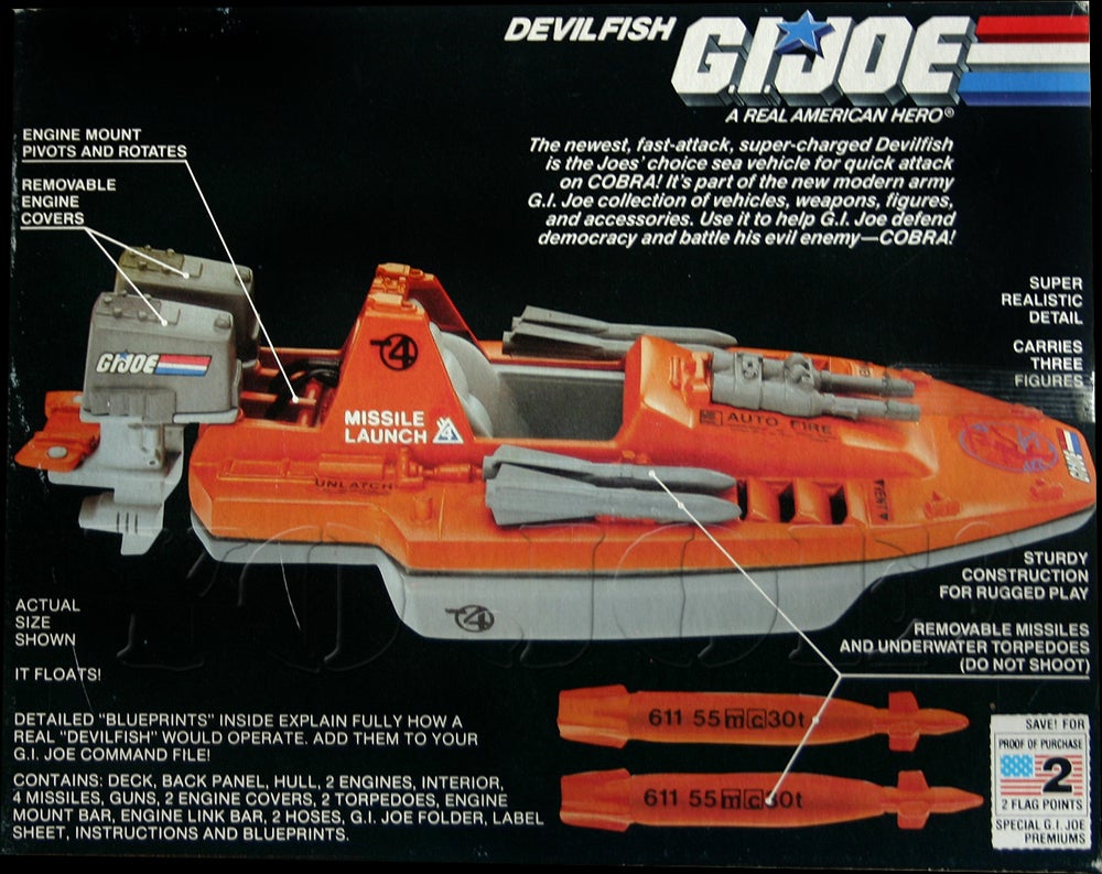 GI Joe Vehicle Devil Fish Engine Cover LEFT STICKER 1986 Original Part