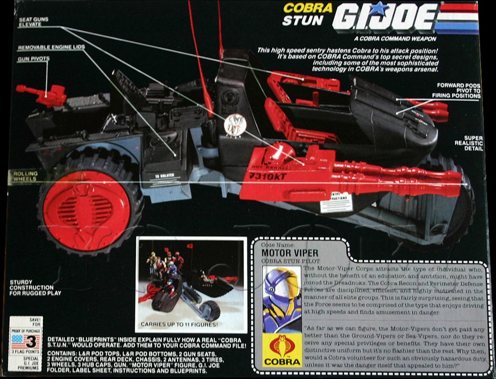 G.I GI Joe 1986 COBRA STUN LEFT GUN COCKPIT SEAT PART
