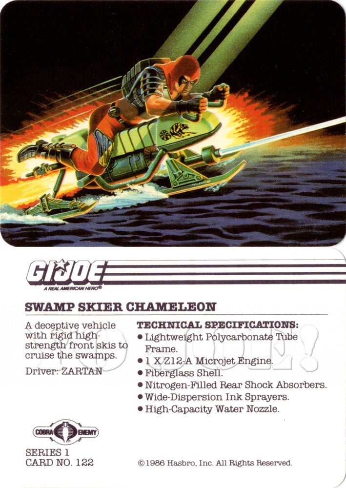1984 Green Ski! gi joe Cobra Chameleon Swamp Skier 