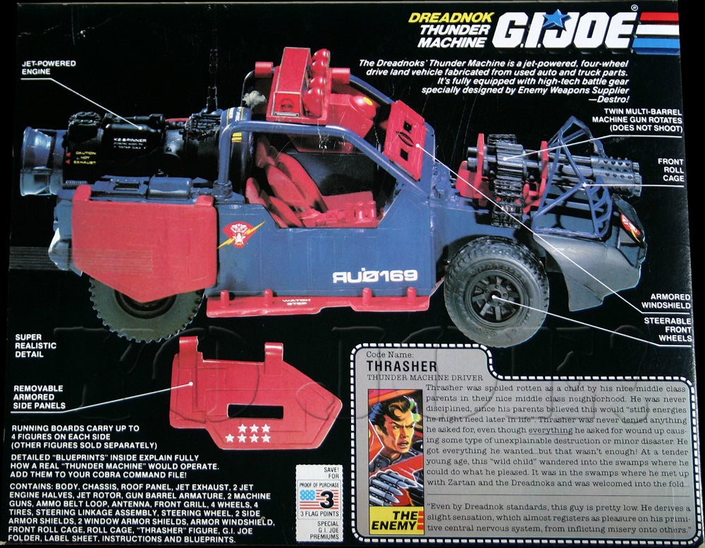 Hasbro Vintage Gi Joe Cobra Dreadnok Thunder Machine 1986 Parts 