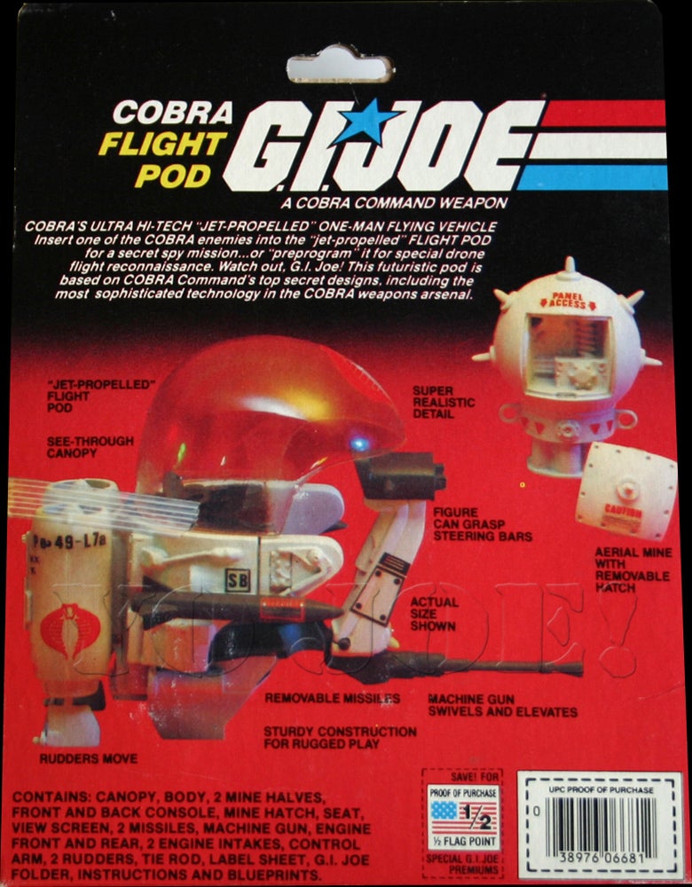 GI Joe VEHICLE PART 1997 Cobra Flight Pod             Canopy