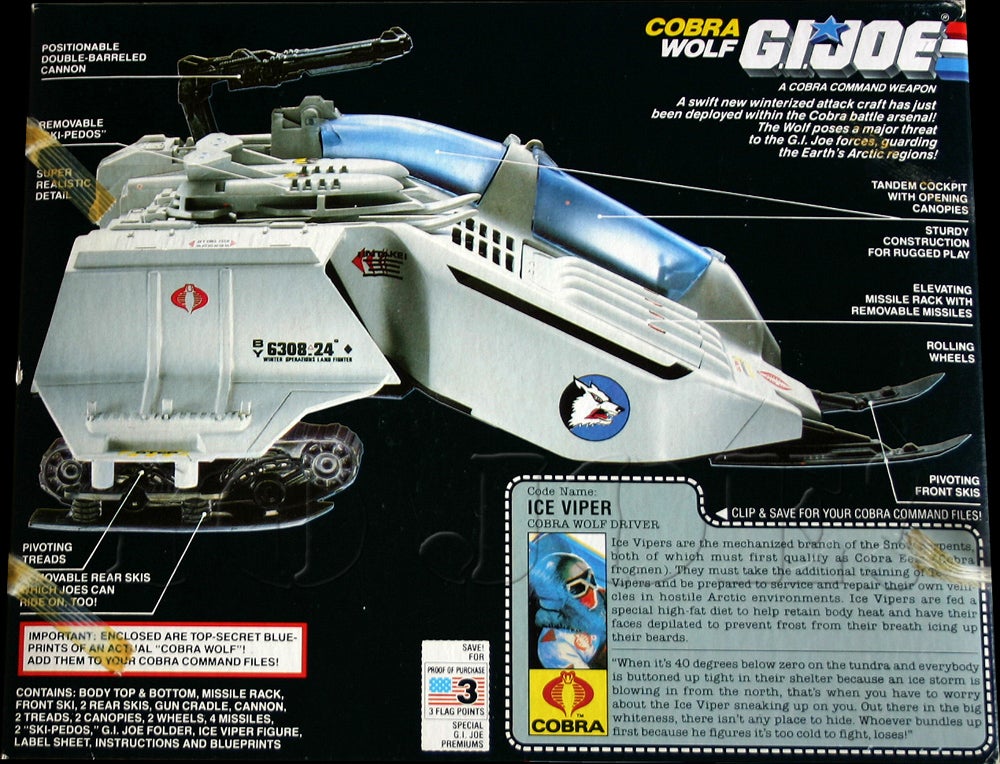 JOE-Cobra Wolf Front Ski 1987 Original un véritable héros américain G.I
