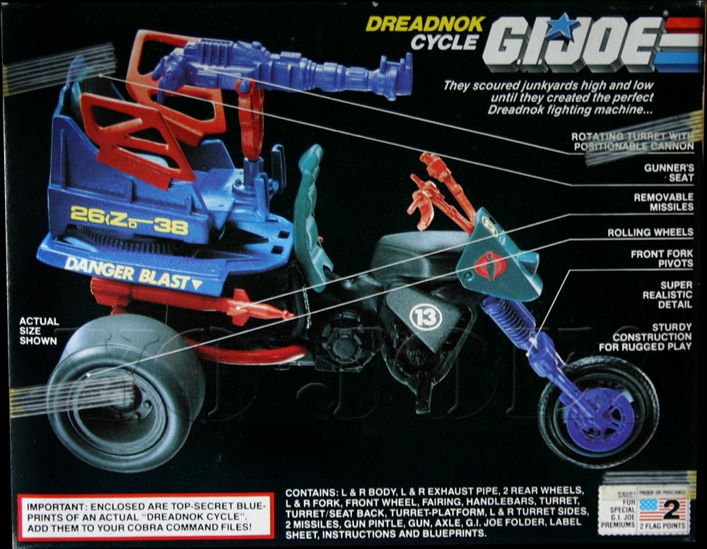 G I JOE PART 1987 Dreadnok Cycle                 Gunners Seat 