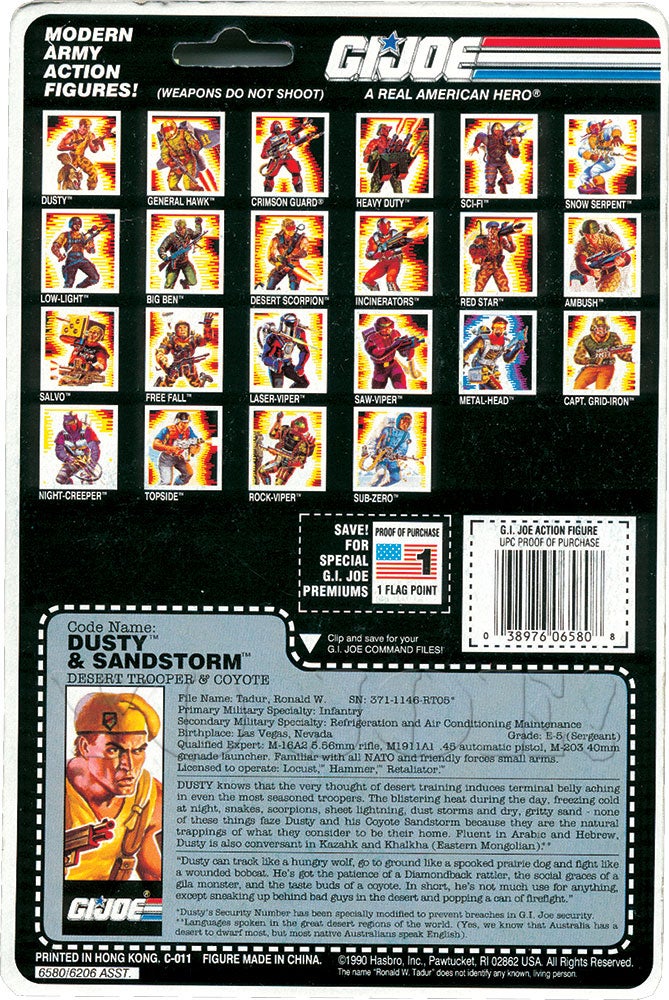 gi joe dusty file card