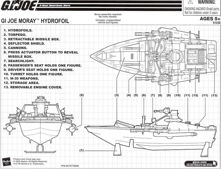 MORAY Hydrofoil 1985 GI Joe Actuator Button Vehicle Part 